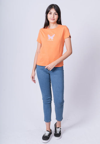 Dusty Orange with Mossimo Cali Butterfly Flat and Sugar Crystal Print Classic Fit Tee - Mossimo PH