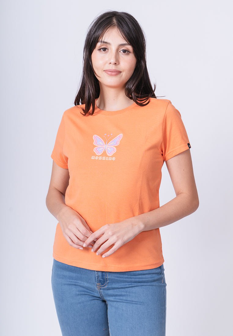 Dusty Orange with Mossimo Cali Butterfly Flat and Sugar Crystal Print Classic Fit Tee - Mossimo PH