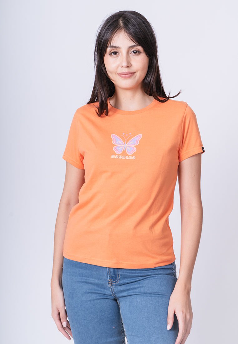 Dusty Orange with Mossimo Cali Butterfly Flat and Sugar Crystal Print Classic Fit Tee - Mossimo PH