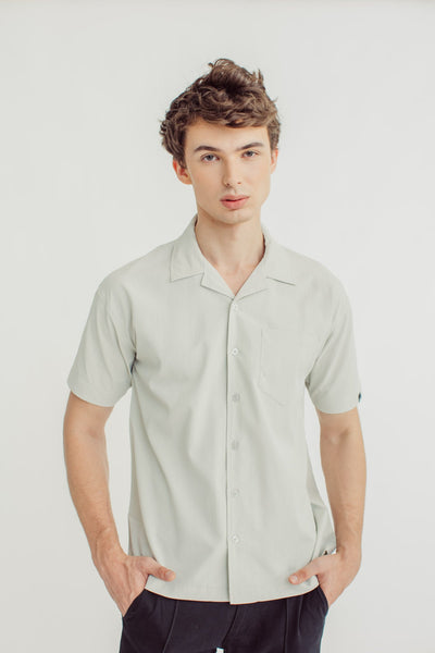Elias Pale Green Woven Short Sleeve Button Down with Pocket - Mossimo PH