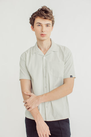 Elias Pale Green Woven Short Sleeve Button Down with Pocket - Mossimo PH