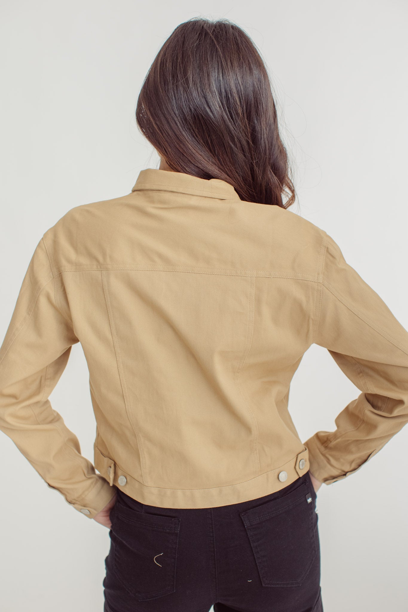 Fiona Beige Modern Cropped Large Pocket Twill Jacket - Mossimo PH