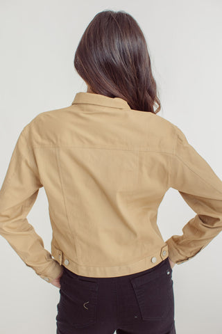 Fiona Beige Modern Cropped Large Pocket Twill Jacket - Mossimo PH