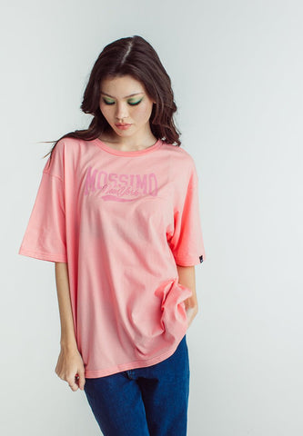 Flamingo Pink Mossimo New York Varsity with Flat and Crack Print Oversized Fit Tee - Mossimo PH