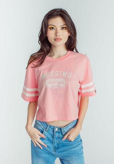 Flamingo Pink with Mossimo Athletic Club Crack Print Modern Cropped Fit Tee - Mossimo PH