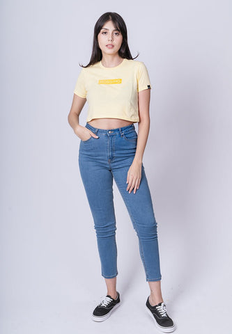 French Vanilla with Minimal Boxed Design Soft Touch Vintage Cropped Fit Tee - Mossimo PH