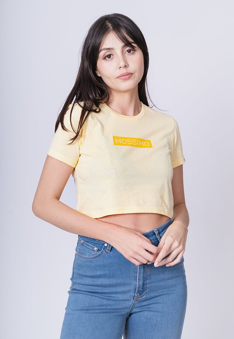 French Vanilla with Minimal Boxed Design Soft Touch Vintage Cropped Fit Tee - Mossimo PH