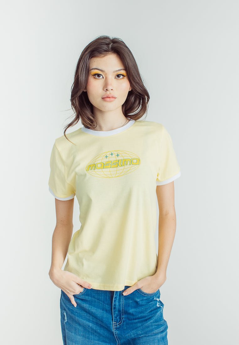 French Vanilla with Mossimo stars and Globe Flat and High Density Print Design Classic Fit Tee - Mossimo PH