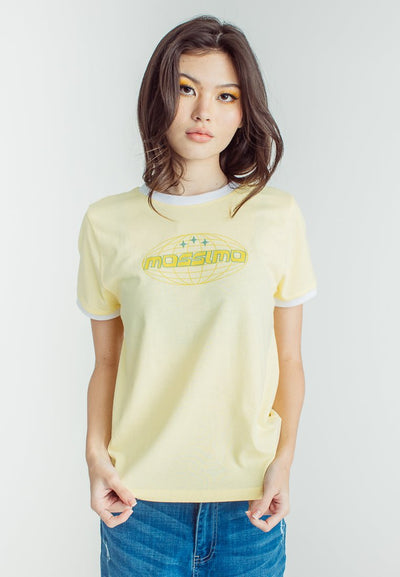 French Vanilla with Mossimo stars and Globe Flat and High Density Print Design Classic Fit Tee - Mossimo PH