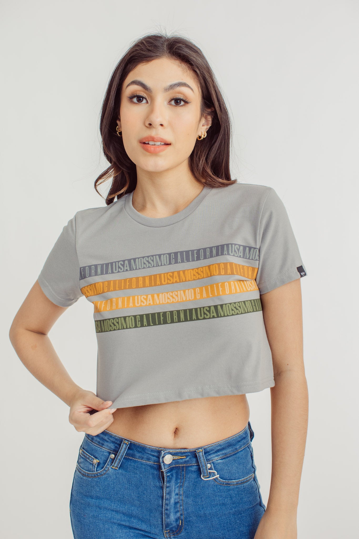 Frost Gray Premium with End to End Pattern Design Vintage Cropped Fit Tee - Mossimo PH