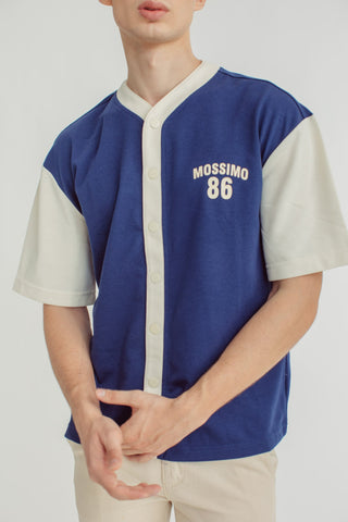 Gabriel Navy Beige Baseball Shirt with High Density Print - Mossimo PH