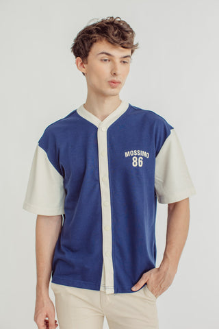Gabriel Navy Beige Baseball Shirt with High Density Print - Mossimo PH