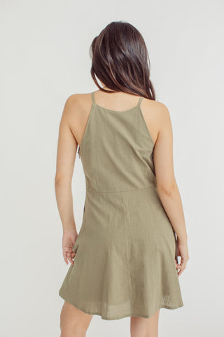Gellie Olive Halter Dress with Half Circle Skirt - Mossimo PH