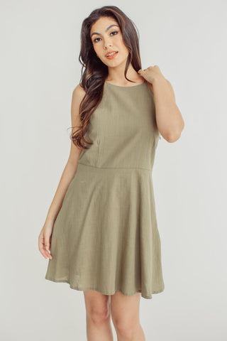 Gellie Olive Halter Dress with Half Circle Skirt - Mossimo PH
