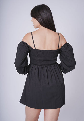 Gianna Black Cut Out Dress with Puff Sleeves - Mossimo PH