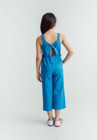 Girls Blue Denim with Crochet Strap Playsuit - Mossimo PH