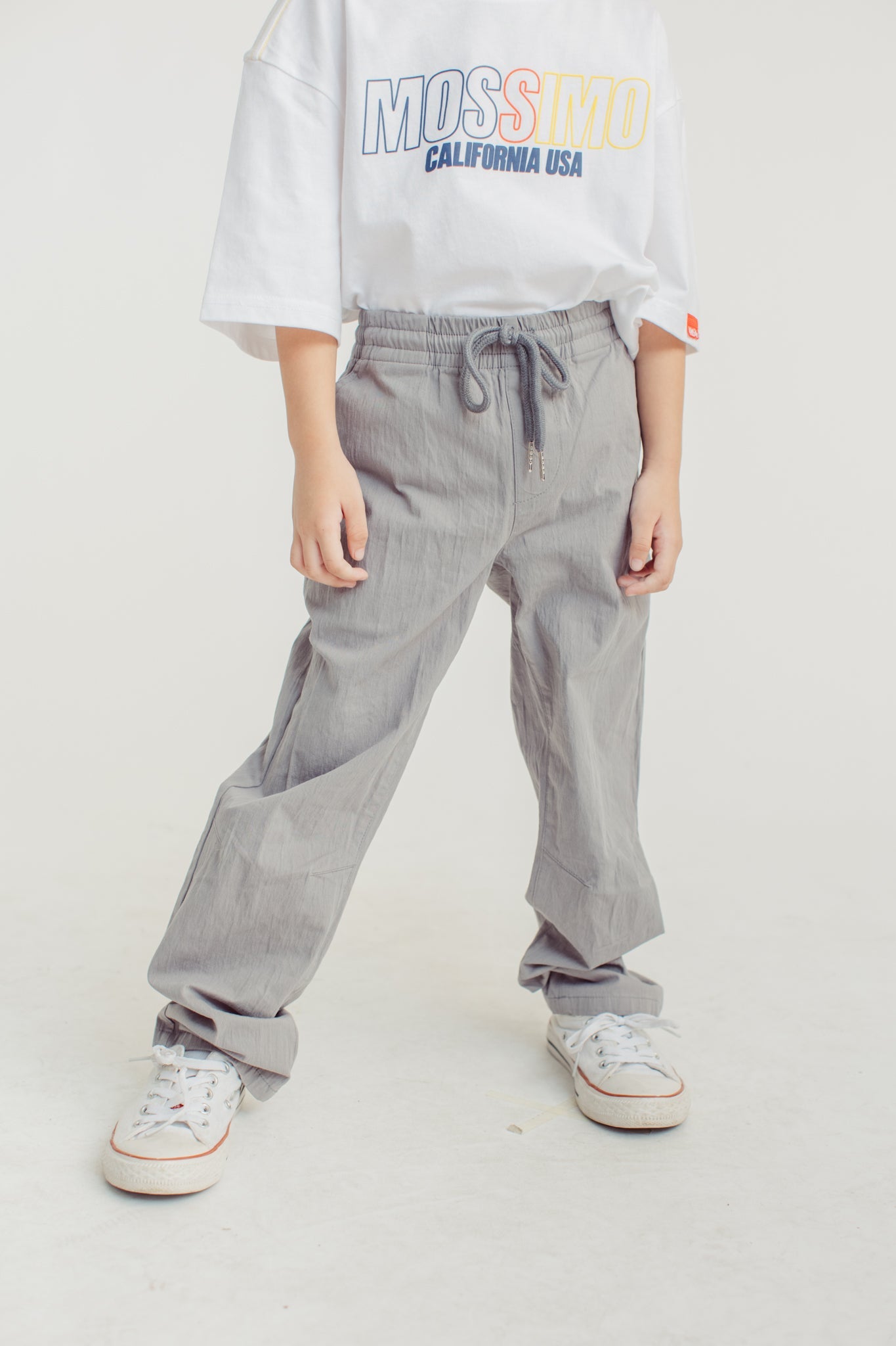 Gray Pull on Trousers with Shaping Darts and drawstring Kids Boys - Mossimo PH