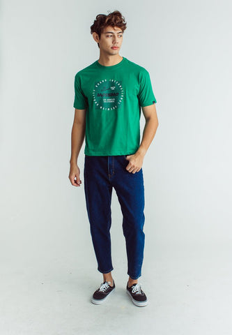 Green Basic Round Neck Classic Fit Tee with Flat Print - Mossimo PH