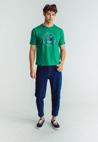 Green Basic Round Neck Classic Fit Tee with Flat Print - Mossimo PH