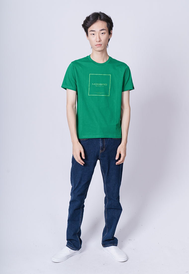 Green Basic Round Neck Classic Fit Tee with High Density Print - Mossimo PH