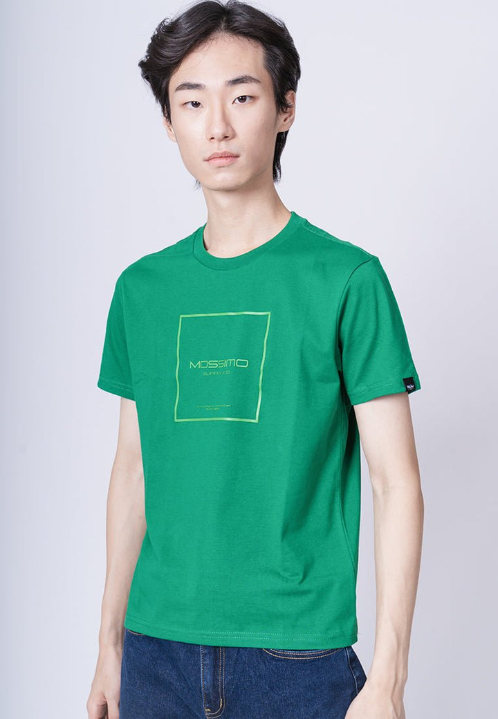 Green Basic Round Neck Classic Fit Tee with High Density Print - Mossimo PH