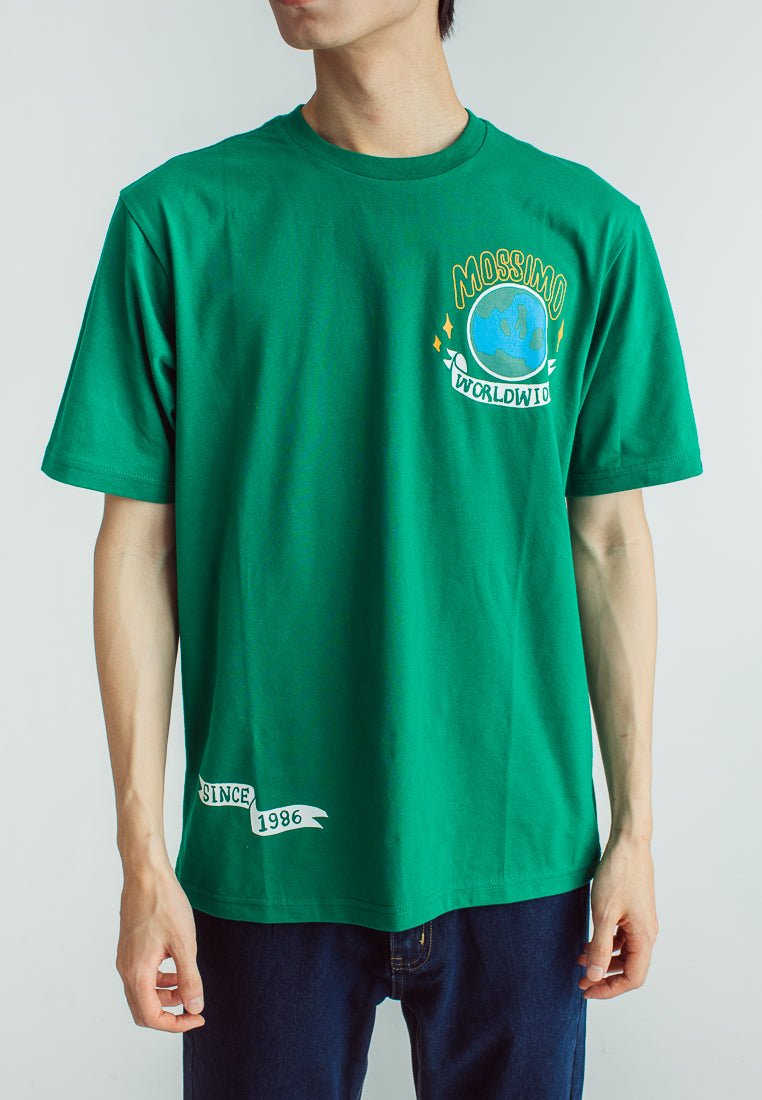 Green Comfort Fit Basic Round Neck Tee with Flat Print - Mossimo PH