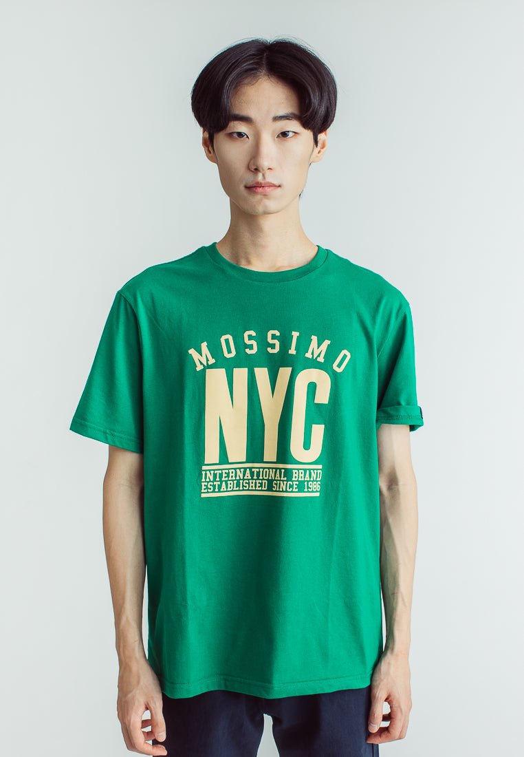 Green Modern Fit Basic Round Neck Tee with Embossed Print - Mossimo PH