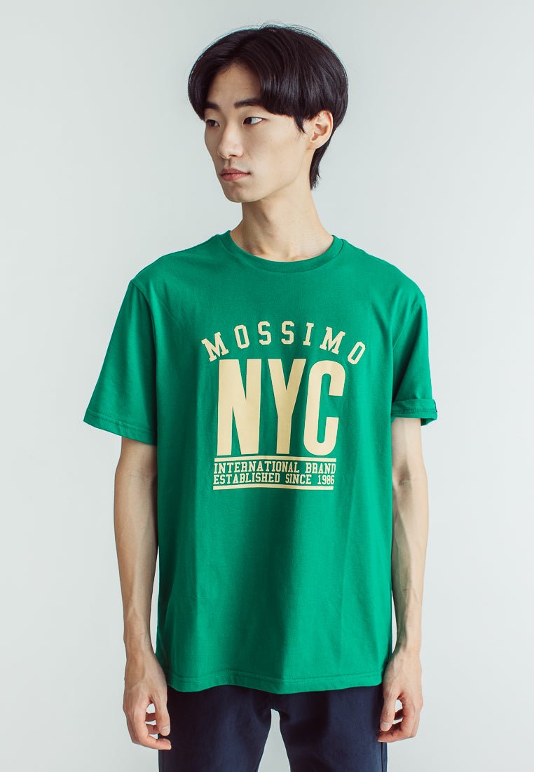 Green Modern Fit Basic Round Neck Tee with Embossed Print - Mossimo PH