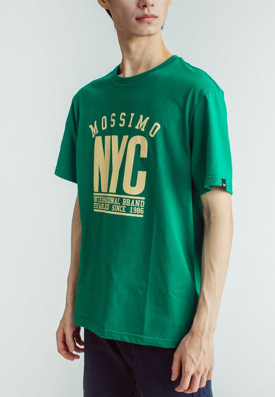Green Modern Fit Basic Round Neck Tee with Embossed Print - Mossimo PH