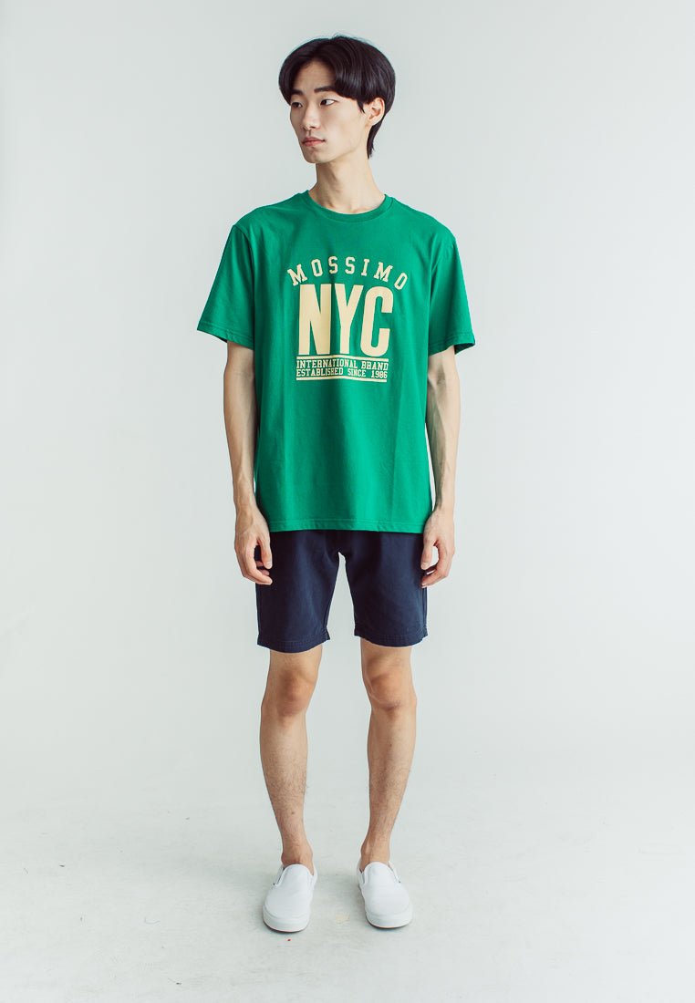 Green Modern Fit Basic Round Neck Tee with Embossed Print - Mossimo PH