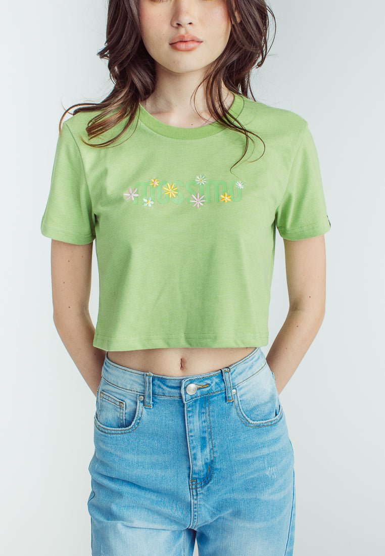 Greenery Premium with Mossimo Soft Touch Print and Embroidered Floral Vintage Cropped Fit Tee - Mossimo PH