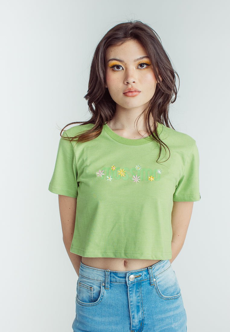 Greenery Premium with Mossimo Soft Touch Print and Embroidered Floral Vintage Cropped Fit Tee - Mossimo PH
