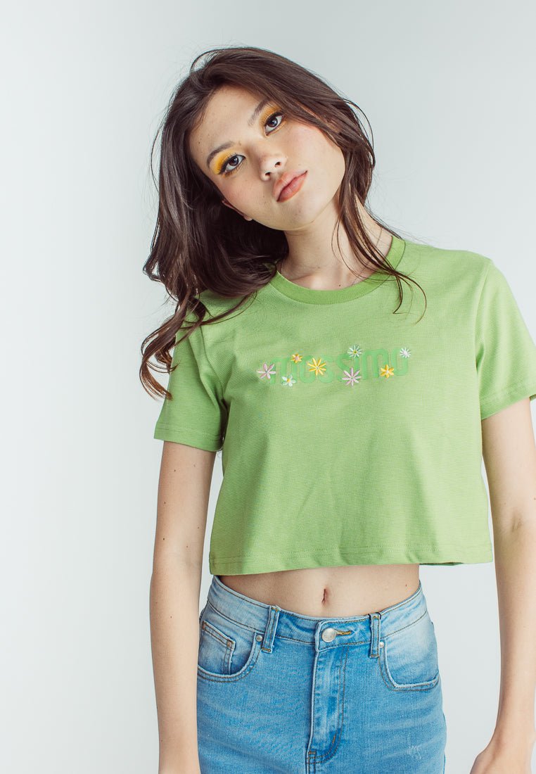 Greenery Premium with Mossimo Soft Touch Print and Embroidered Floral Vintage Cropped Fit Tee - Mossimo PH