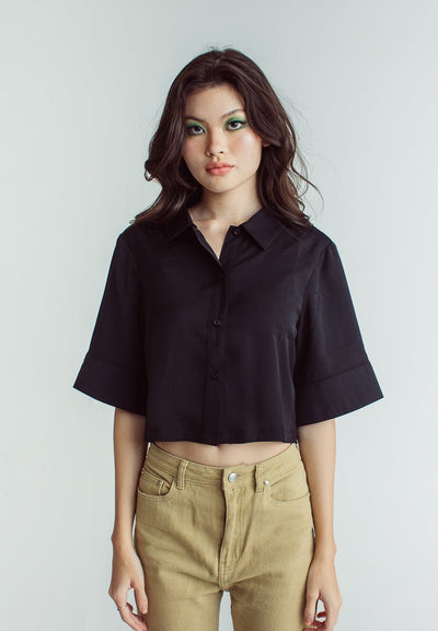 Gwyneth Black Boxy Fit Short Sleeves Buttondown - Mossimo PH