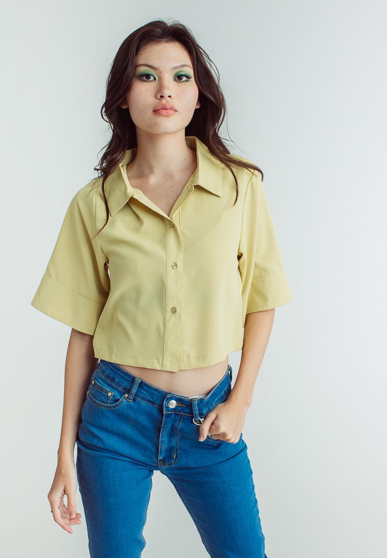 Gwyneth Sage Green Boxy Fit Short Sleeves Buttondown - Mossimo PH