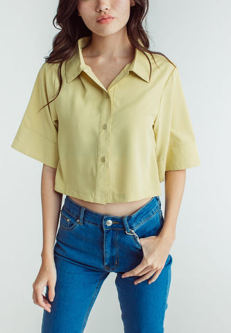 Gwyneth Sage Green Boxy Fit Short Sleeves Buttondown - Mossimo PH