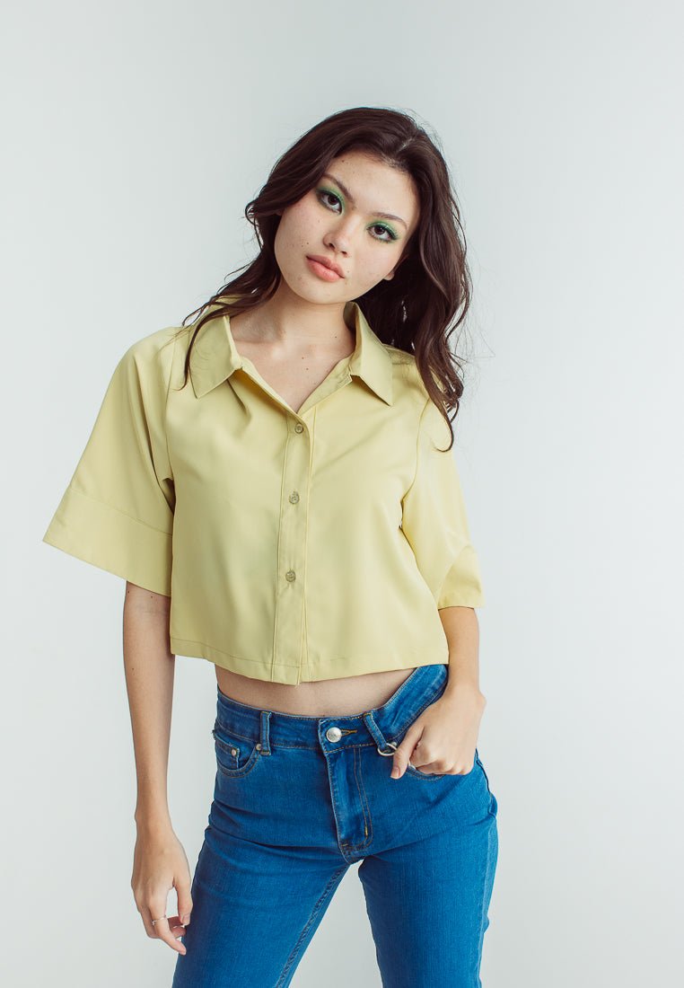 Gwyneth Sage Green Boxy Fit Short Sleeves Buttondown - Mossimo PH