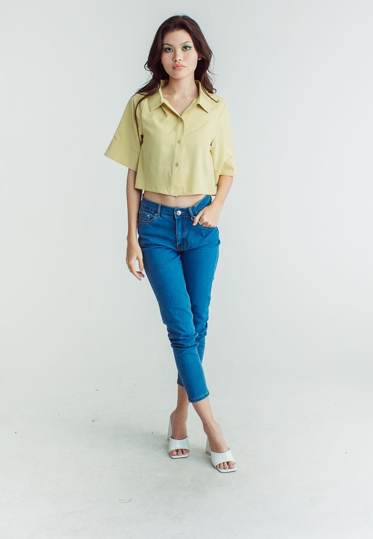 Gwyneth Sage Green Boxy Fit Short Sleeves Buttondown - Mossimo PH