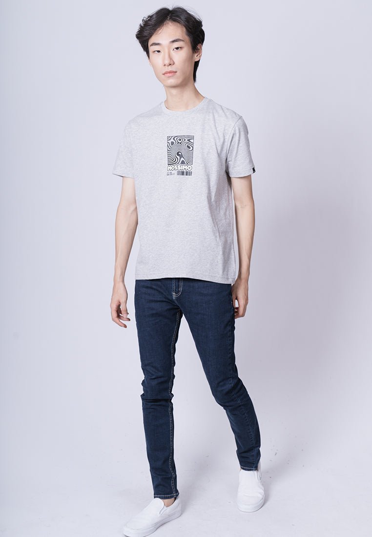 Heather Gray Basic Round Neck Muscle Fit Tee with Flat Print - Mossimo PH