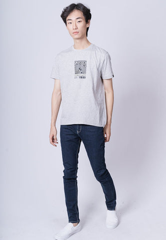 Heather Gray Basic Round Neck Muscle Fit Tee with Flat Print - Mossimo PH