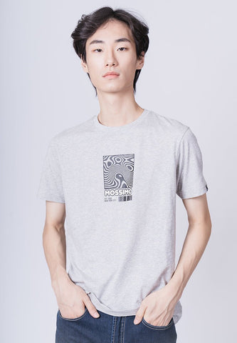 Heather Gray Basic Round Neck Muscle Fit Tee with Flat Print - Mossimo PH