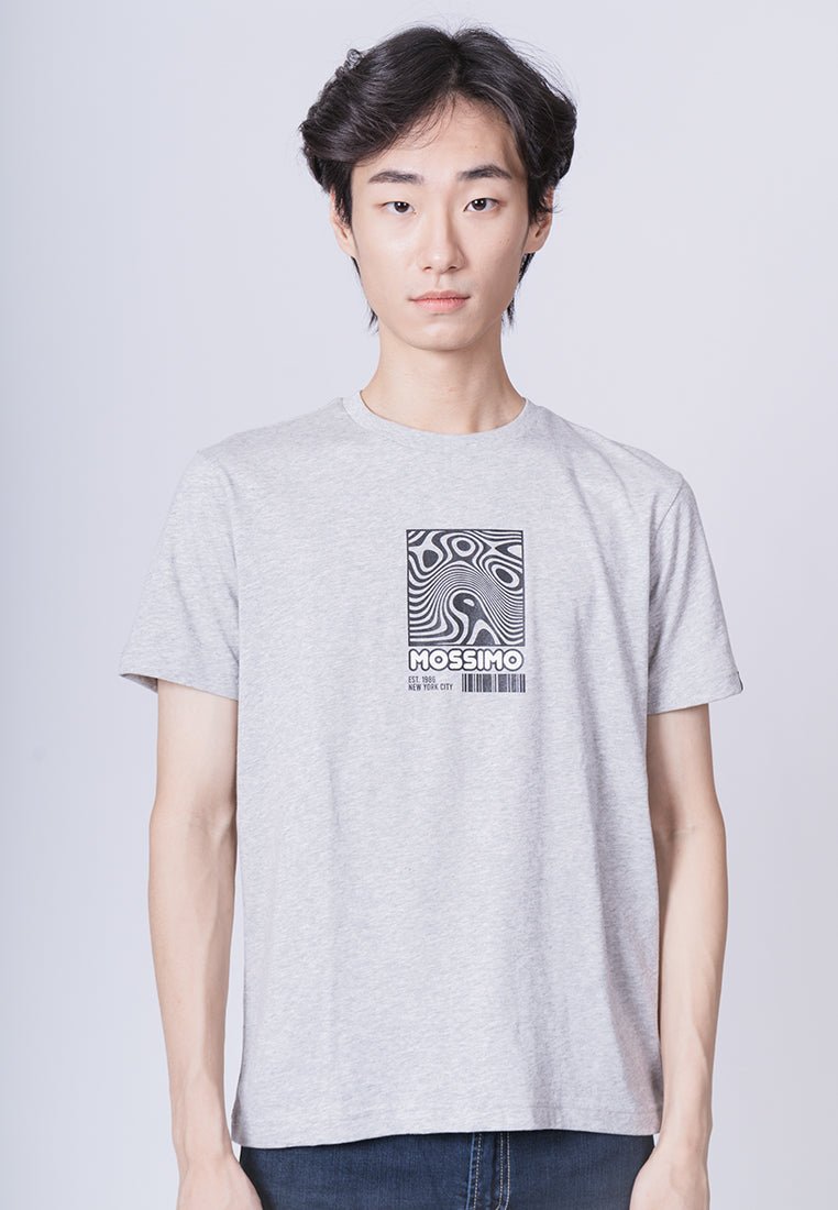 Heather Gray Basic Round Neck Muscle Fit Tee with Flat Print - Mossimo PH