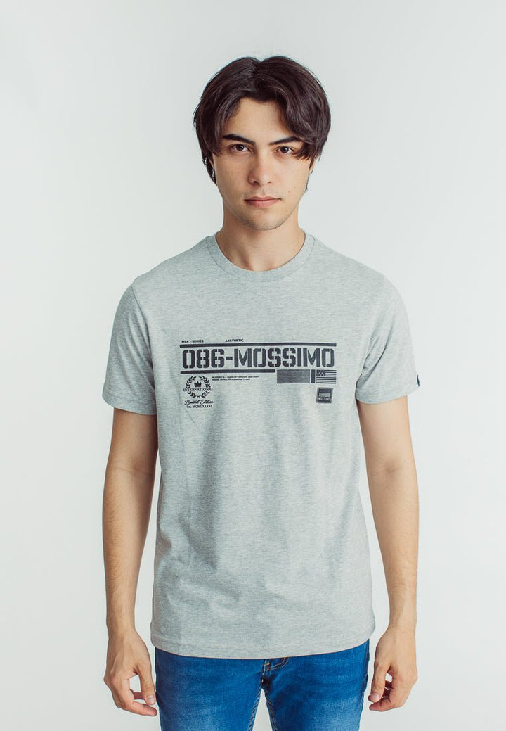 Heather Gray Basic Round Neck Muscle Fit Tee with High Density Print - Mossimo PH