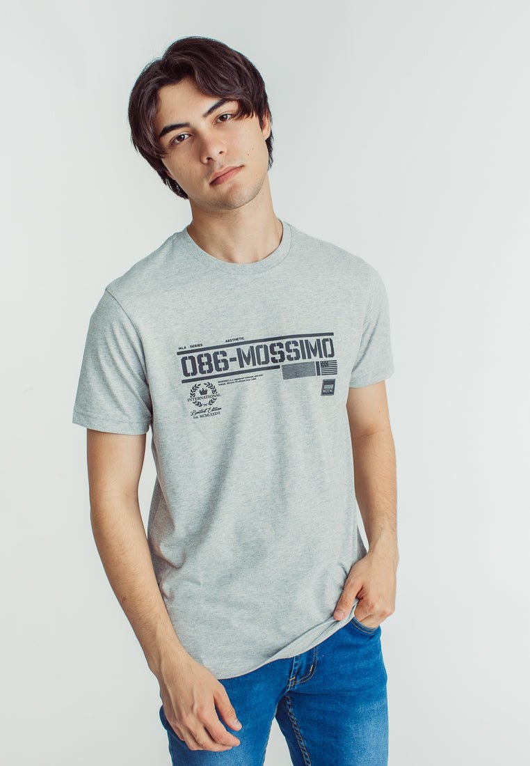 Heather Gray Basic Round Neck Muscle Fit Tee with High Density Print - Mossimo PH