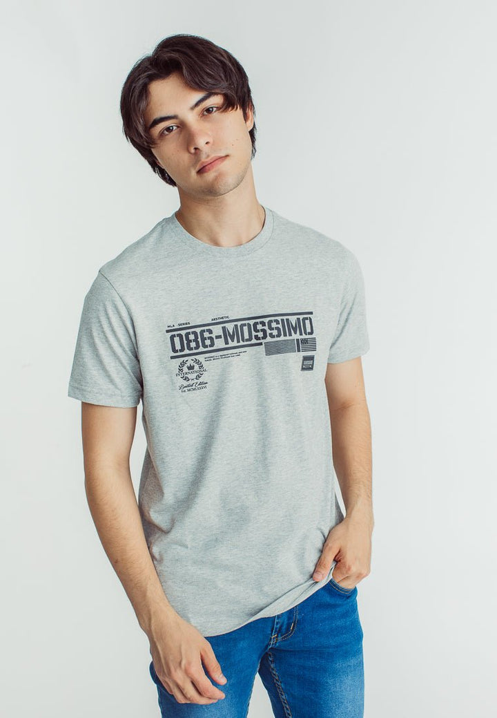 Heather Gray Basic Round Neck Muscle Fit Tee with High Density Print - Mossimo PH