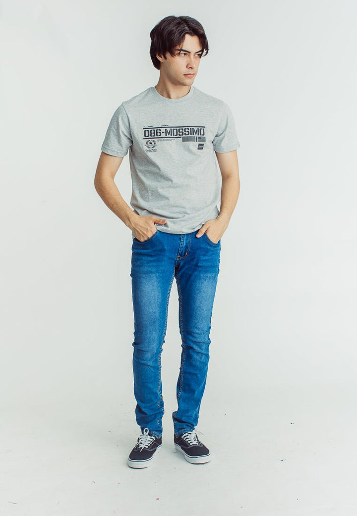 Heather Gray Basic Round Neck Muscle Fit Tee with High Density Print - Mossimo PH