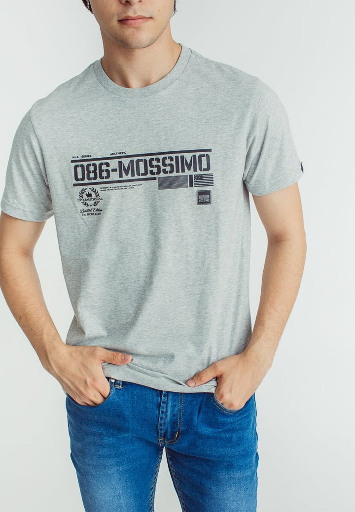 Heather Gray Basic Round Neck Muscle Fit Tee with High Density Print - Mossimo PH