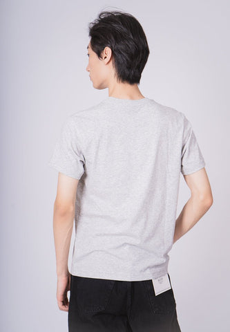 Heather Gray Basic Round Neck with Embossed Embroidery Print Muscle Fit Tee - Mossimo PH