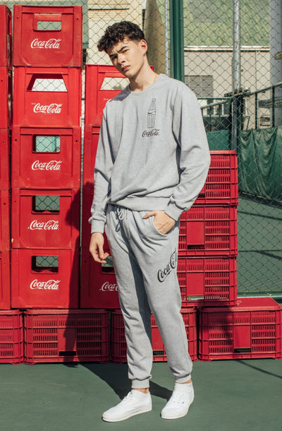 Heather Gray Coca-Cola Modern Fit Pullover and Slim Jogger with Silicon Print - Mossimo PH