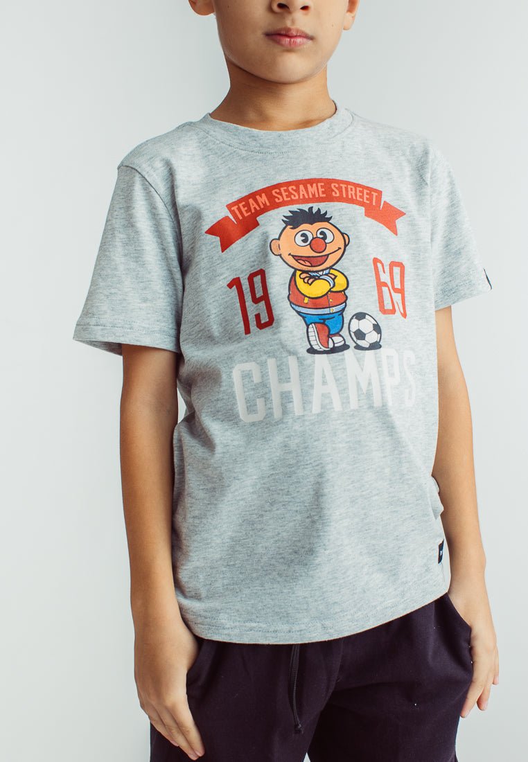 Heather Gray Sesame Street Kids Basic Tshirt with Champs Flat Print - Mossimo PH